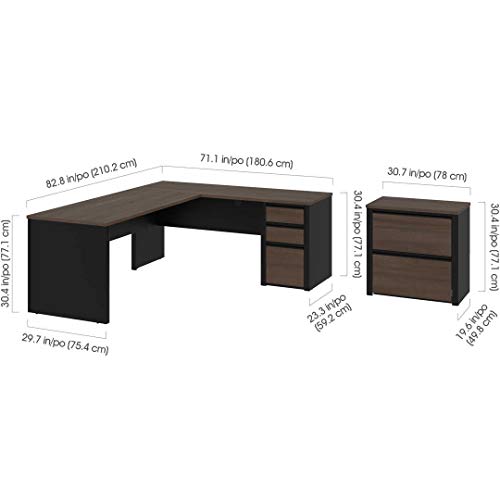Bestar Connexion 5 Piece L Shaped Office Set in Antigua and Black