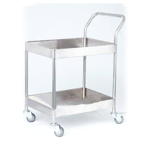 DHNDSDP Stainless Steel Rolling Utility Trolley 2 Tier Heavy Duty Storage Carts - Commercial Grade Metal with Wheels and Handle - Kitchen Trolley (70x50x9)