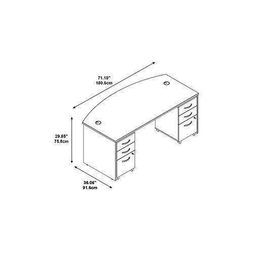 Bush Business Furniture Series C 72W Bowfront Shell Desk with (2) 3-Drawer Mobile Pedestals