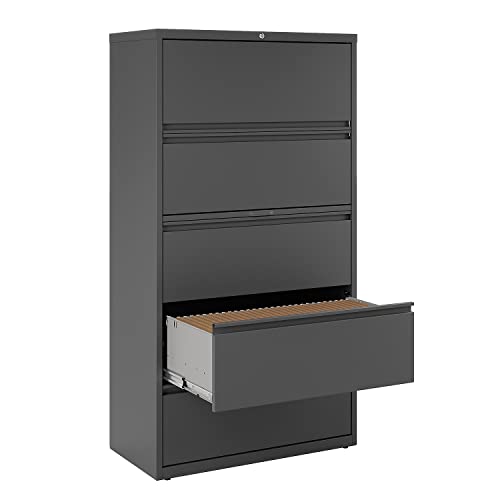 Lorell Fortress Lateral File Cabinet, 36x18-5/8x67-11/16", Charcoal