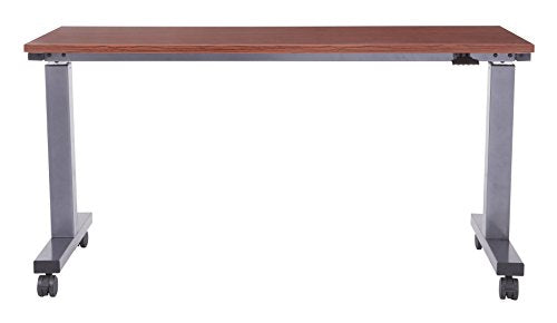OSP Furniture PHAT2460C7 Pneumatic Height Adjustable Table, Cherry Top with Titanium Base