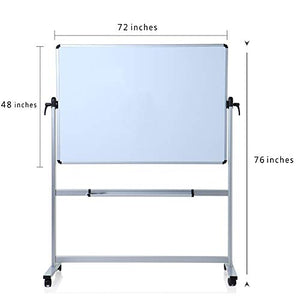 VIZ-PRO Double-Sided Non-Magnetic Whiteboard/Mobile Easel, Aluminium Frame and Stand,72 x 48 Inches