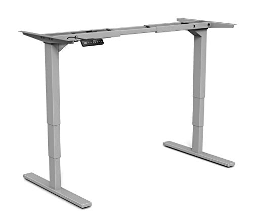 VaRoom Highrise Heavy Duty Electric Height Adjustable Steel Frame Base for Ergonomic Sit to Stand Desk-Expanded Height & Width Adjustment Range, Silver