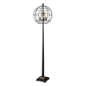 Uttermost 28628-1 Palla Round Cage Floor Lamp, Black