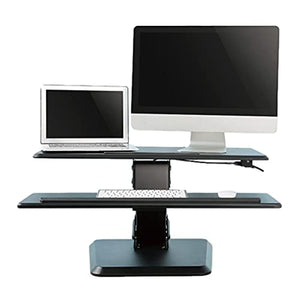 Standing Desk Converter Height Adjustable Sit to Stand Up Desk Riser with Keyboard Tray Home Office Desk Workstation Gas Spring Lift Black