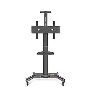 YokIma Mobile TV Stand with Wheels, Universal Rolling TV Cart for 32-75 Inch TVs, Shelf, Liftable Tray, Max Load 100 Lbs