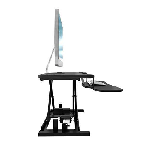 VersaDesk Power Pro - 36" Electric Height-Adjustable Desk Riser - Sit to Stand Desktop with Keyboard and Mouse Tray - Black
