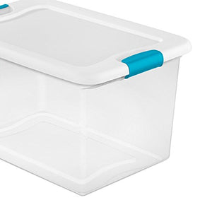 Sterilite 64 Quart Latching Plastic Storage Box, Clear w/ Blue Latches (24 Pack)