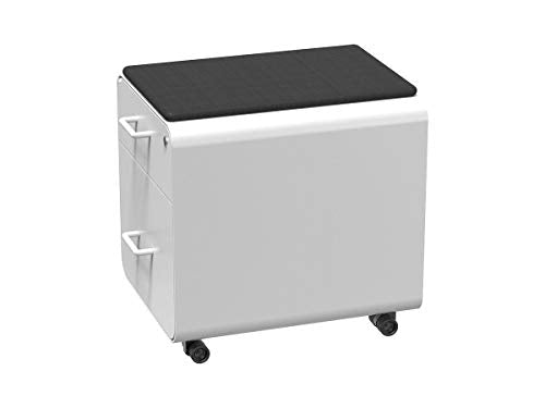Monoprice Round Corner 2-Drawer File Cabinet - White, Lockable with Seat Cushion - Workstream Collection (137881)
