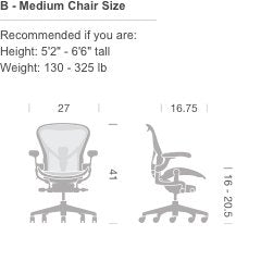 Herman Miller Aeron Ergonomic Office Chair | Tilt Limiter, PostureFit SL, Adjustable Arms | Medium Size B, Carbon Finish