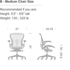 Herman Miller Aeron Ergonomic Office Chair with Tilt Limiter and Seat Angle | Adjustable PostureFit SL, Arms, and Hard Floor Casters | Medium Size B with Graphite Finish