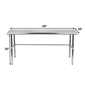 Express KitchQuip Stainless Steel Work Table with Galvanized Open Base