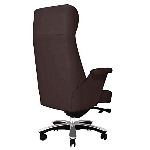 Rockefeller Genuine Leather Aluminum Base High Back Executive Chair - Dark Brown
