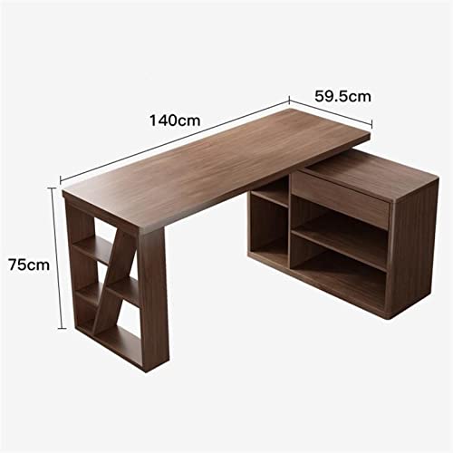 PC Desk Multifunctional Study Room Desk Home Office Laptop Workstation with Bookshelf and Rotatable Locker - Modern Luxury Writing Desk (Color: A) (B)