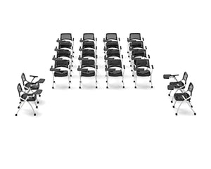 TEAMtime 20 Person Flip Table Student Chair Set - Model 2058, Black Color, Foldable and Nestable