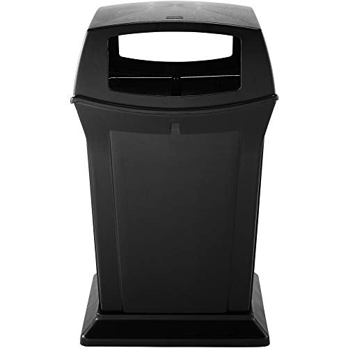 Rubbermaid Commercial Products Ranger Trash Can with Lid, 45 Gallon, Black Plastic, for Outdoor Use
