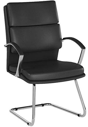 Alera NR4319 Neratoli Series Slim Profile Guest Chair, Black Soft Leather/Chrome Frame