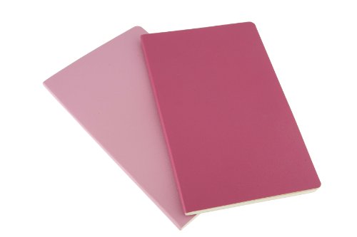 Moleskine Volant Notebook (Set of 2), Large, Plain, Pink Magenta, Magenta, Soft Cover (5 x 8.25)