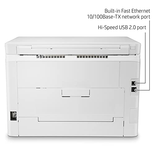 HP Laserjet Pro MFP M182 nw All-in-One Wireless Ethernet Color Laser Printer, White - Print Scan Copy - 2-Line LCD with Numeric Keypad Display, 17 ppm, 600 x 600 dpi, 8.5 x 14