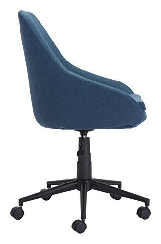 Zuo Modern 100961 Powell Office Chair, Blue, Cushioned Seat Swivels and Adjusts in Height, Sturdy Casters, 250 lbs Weight Capacity, Dimensions 24.8"W x 34.39"H x 24.8"L