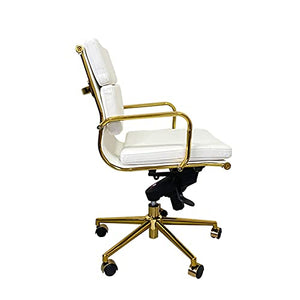 UsmAsk Executive Office Chair - White Swivel Mid Back Managerial Desk Chair