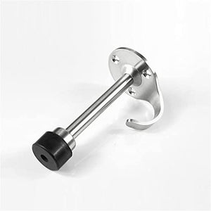 None Stainless Steel Wall-Mounted Door Stopper with Hook - 5 Pieces