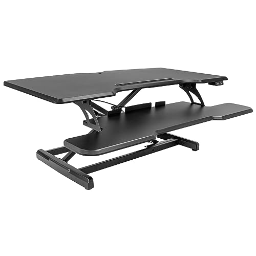 Mount-It! Electric Standing Desk Converter with 38" Tabletop, Height Adjustable Sit Stand Desk Riser