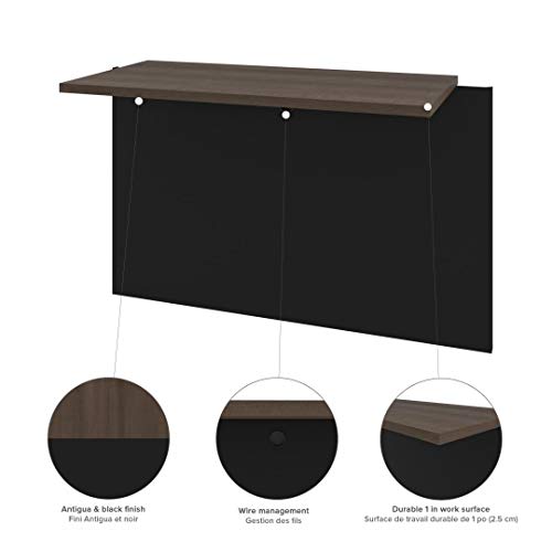 Bestar U-Shaped Executive Desk with Lateral File Cabinet and Hutch - 72W - Antigua & Black