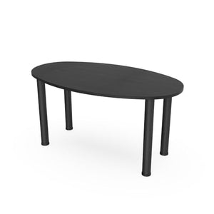 SKUTCHI DESIGNS INC. Oval Boat Shaped Conference Table | Harmony Series | 6 Person | 5Ft | Matte Black Legs | Black Cypress