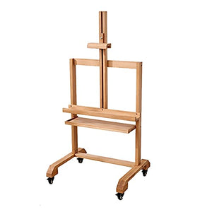 HYDT Wooden Floorstanding TV Stand Easel with Storage Shelf