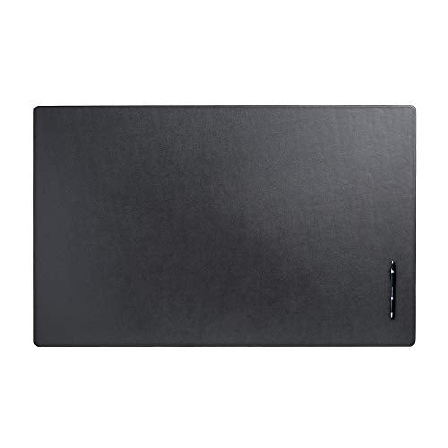 Dacasso Black Leather 38" x 24" Mat Without Rails Desk Pad