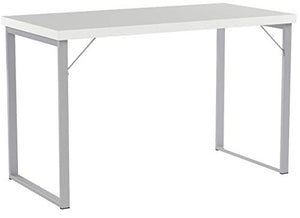 Monarch Specialties Computer Desk - Modern Contemporary Style - Home & Office Laptop Table Metal Legs - 48" L (White - Silver Metal)