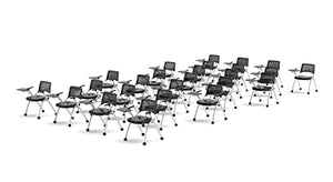 TEAMtime 25 Person Black Flip Table Student Chair Set Model 2060 - 25pc Compact Storage