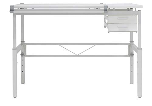 SD Studio Designs Drafting Table with Split Top and Height Adjustment, White