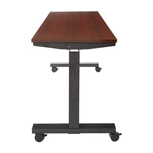 OSP Furniture PHAT2472M3 Pneumatic Height Adjustable Table Mahogany Top with Black Base