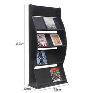BinOxy Floor-Standing Magazine Rack 4-Layer - Wood Brochure Display Stand