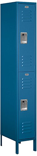 Salsbury Industries 62168BL-U Double Tier 12-Inch Wide 6-Feet High 18-Inch Deep Unassembled Standard Metal Locker, Blue