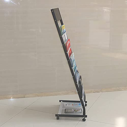 NEWNAN Floor-Standing Magazine Rack with 6 Pockets & Wheels