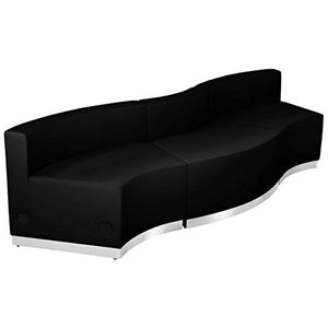 Flash Furniture HERCULES Alon Series Black Leather Reception Configuration, 3 Pieces