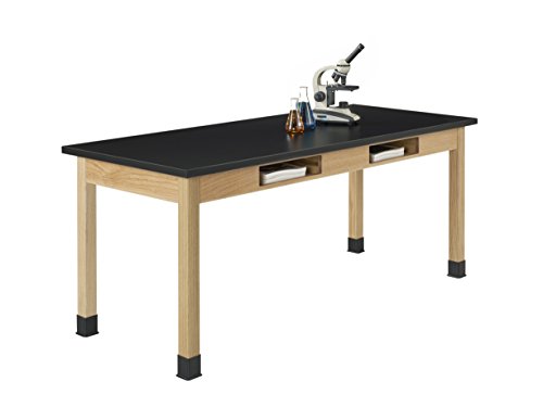 Diversified Woodcrafts Oak Table with Book Compartments, ChemArmor Top - 72" W x 30" D x 30" H