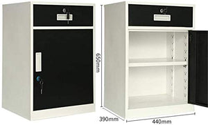 SHABOZ Desktop File Cabinet with Anti-Theft Lock, Steel Plate Drawer Storage Cabinet (Brown, 65x44x39cm)