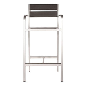 Zuo Megapolis Bar Arm Chair (Set of 2), Brushed Aluminum