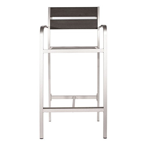 Zuo Megapolis Bar Arm Chair (Set of 2), Brushed Aluminum