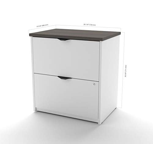 Bestar 3-Piece Set Including a U-Shaped Desk with Hutch, a lateral File Cabinet, and a Bookcase - Innova