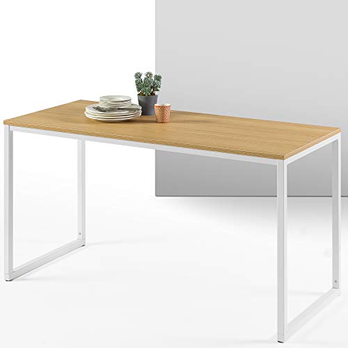 ZINUS Jennifer 55 Inch White Frame Desk / Computer Workstation / Office Desk / Easy Assembly, Natural