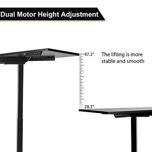 ERGOSOFT L Shaped Dual Motor Electric Height Adustable Standing Desk, 48" Computer Corner Desk, Home Gaming Desk, Office Writing Workstation, Black