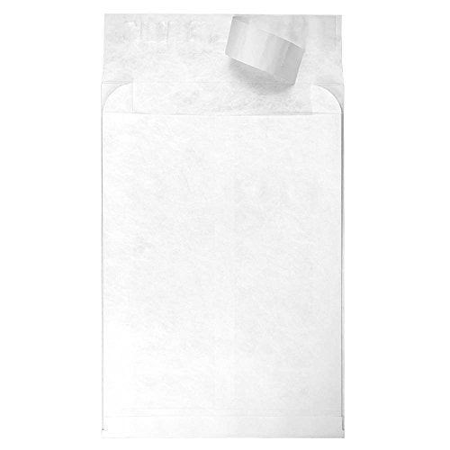 JAM PAPER Tyvek Expandable Open End Catalog Envelopes with Peel & Seal Closure - 12 x 15 x 3 - White - 100/Pack
