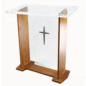 None Lectern Podium Stand Church Cross Chanting Table Transparent Wooden Stand Wedding Party Hosting Conference Table