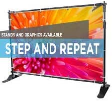 Custom Step and Repeat Backdrop Fabric Banner 9.0OZ 10x8 Stand Inlcuded Full Color Business Events NO RED Carpet (10'x8' FT)