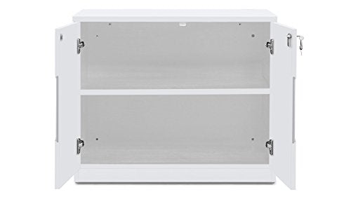 Hayes Modern 2 Door Storage Cabinet with Glass Doors - White